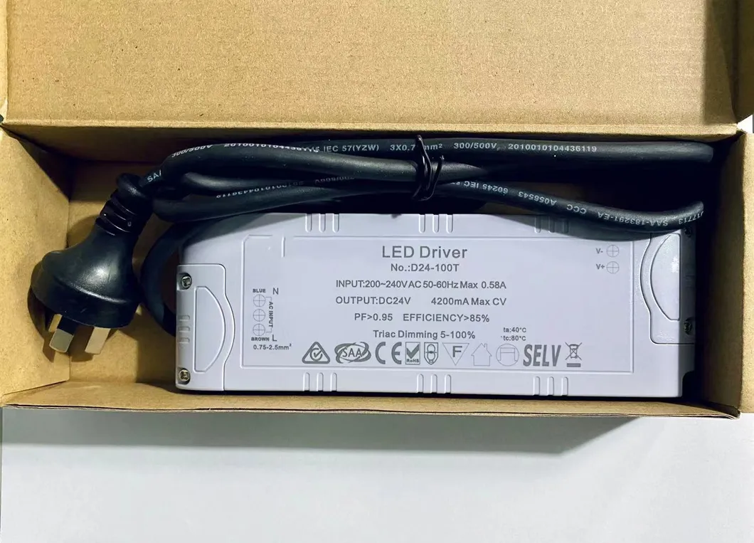 100W LED Strip Light Driver with SAA Certificate and Au Plug