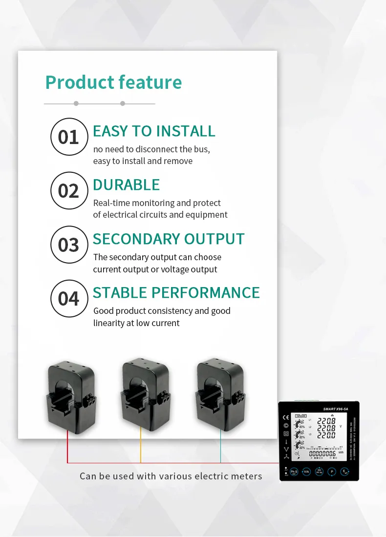 20A 100A 200A to 5000A AC Current Sensor Split Core Current Transformer