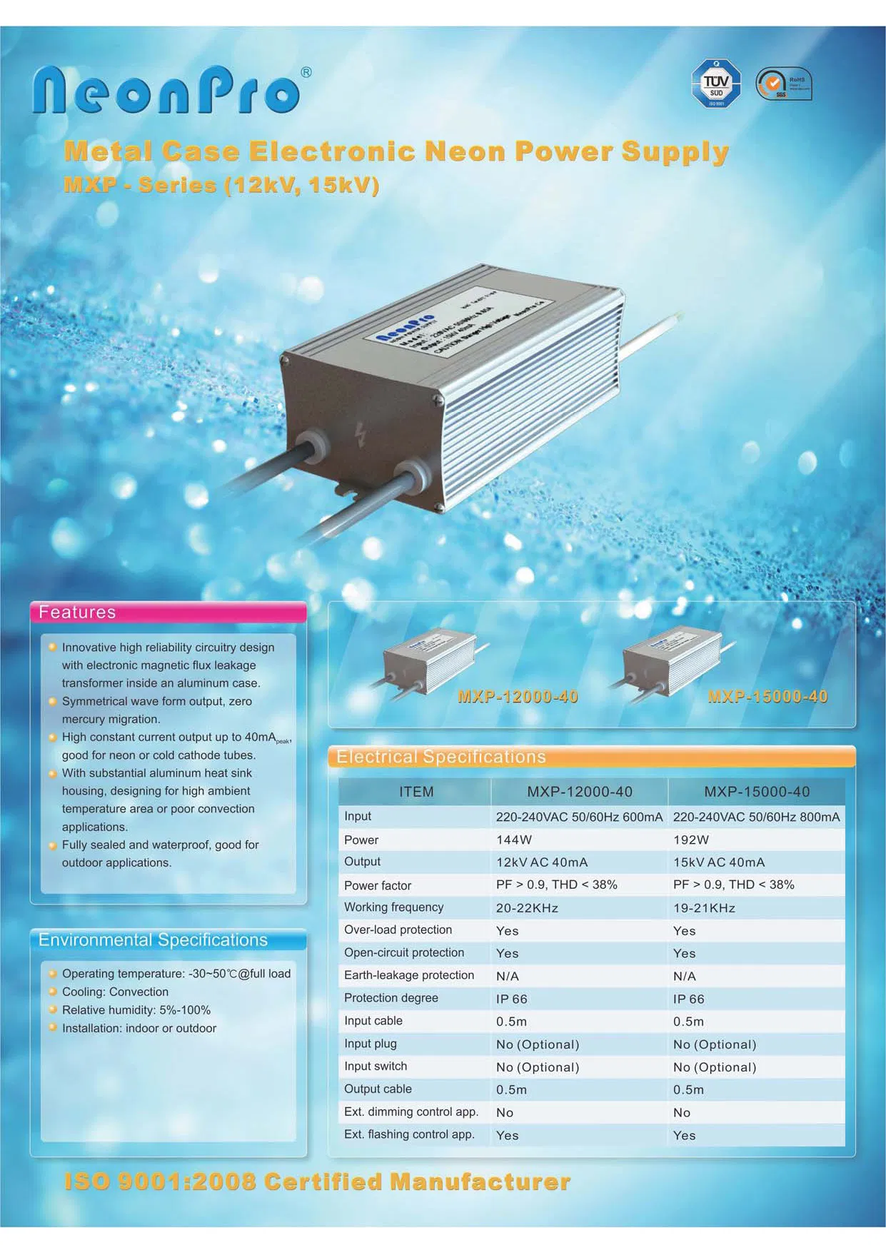 230V 15000V 40mA High Voltage Neon Transformer