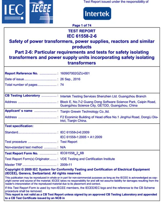 50/60Hz Plug in Encapsulated Transformer