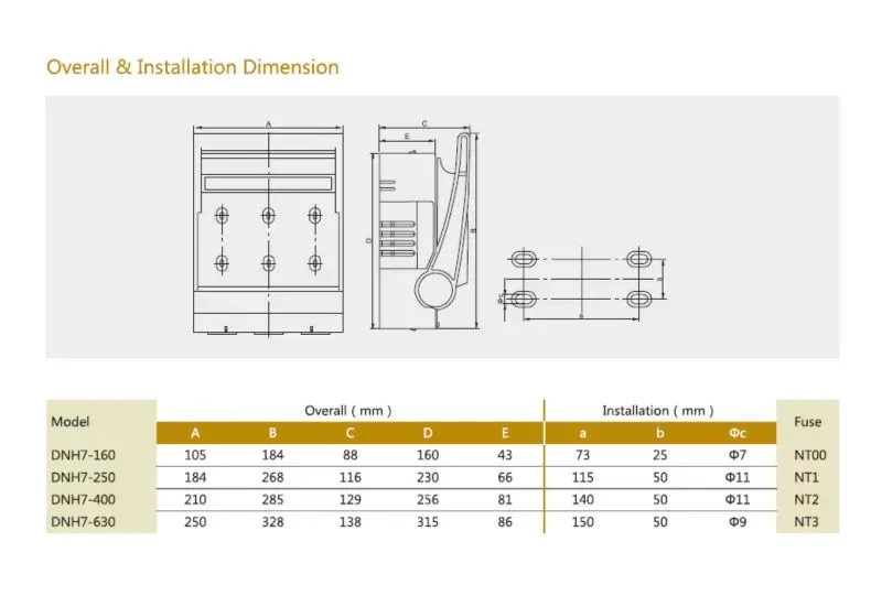 50Hz Matched with Nh Fuse Link Nh2 Nh1 Fuse Switch Disconnector