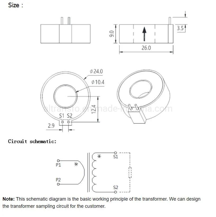 50Hz PCB mount current transformer for electricity meter