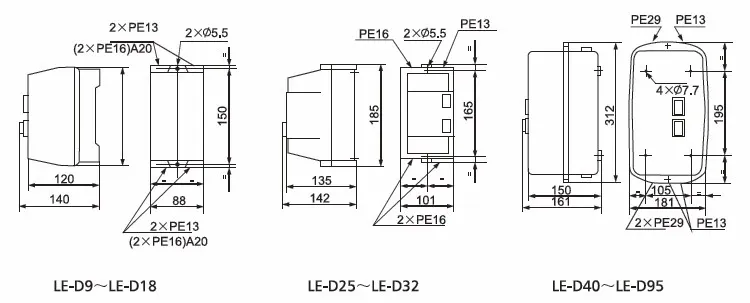 80.0-93.0A 36V/110V/220V/380V Dol Starter Le1-D95 (30-45kW)