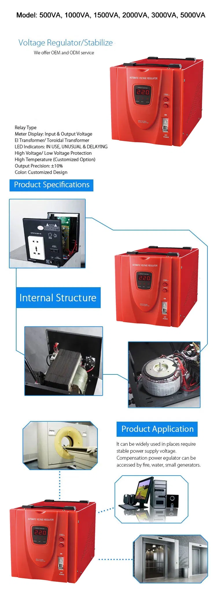 Automatic 3000kVA Power House Digital Voltage Stabilizer
