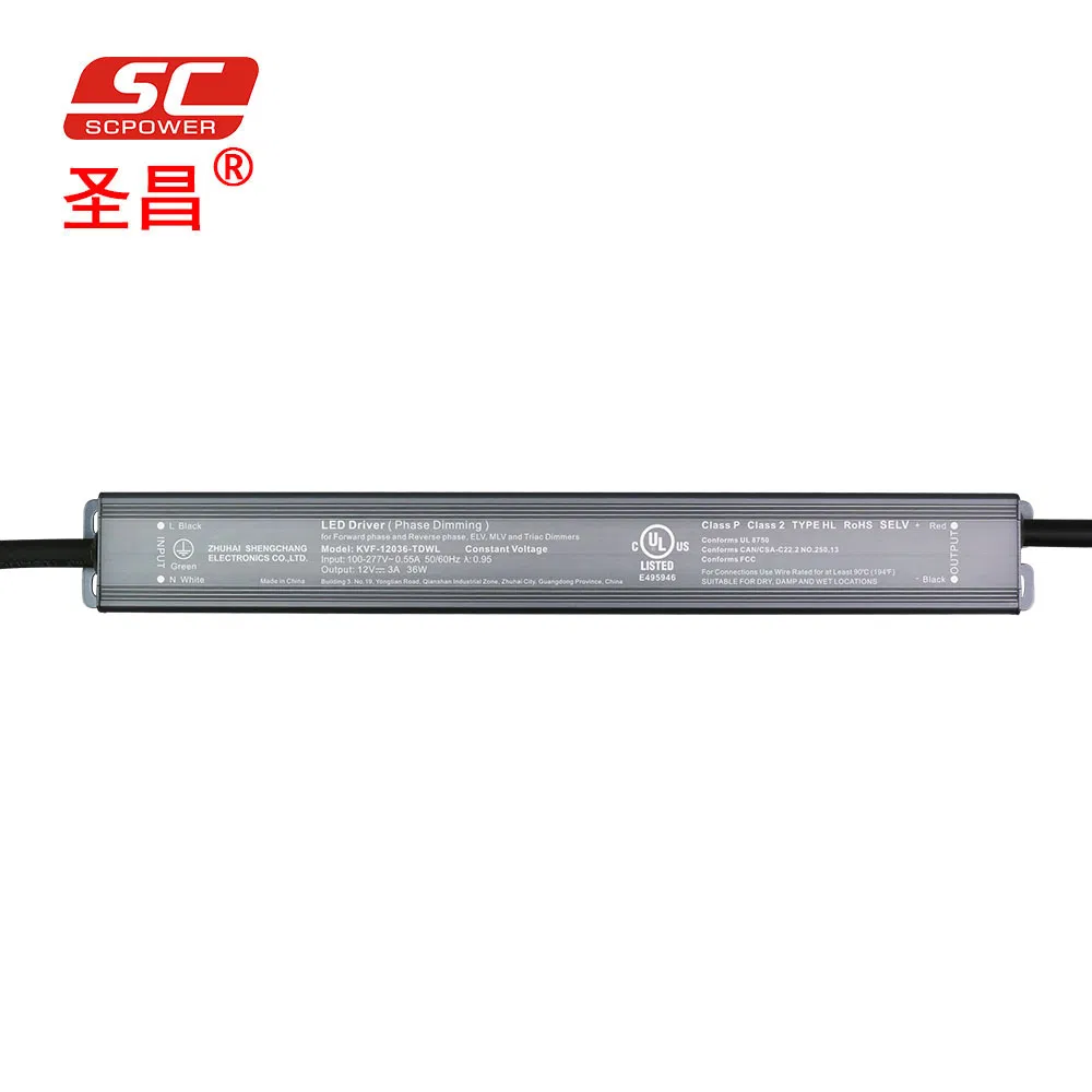 Custom-Made Available Adjustable 36W LED Power Supply Slimline LED Driver