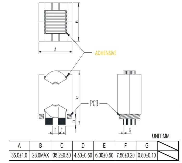 Customized Design Er2614 High Frequency Transformer with Magnetic Shield Construction