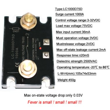 DC Control DC Solid State Relay 1000A SSR-1000dd Battery Management System BMS Voltage