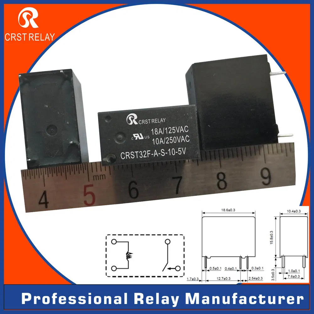 Factory Spot Miniature Electromagnetic PCB Relay Crst32f 5 12 24V Voltage 10A AMP 0.45W Spst Relay Jzc 32f