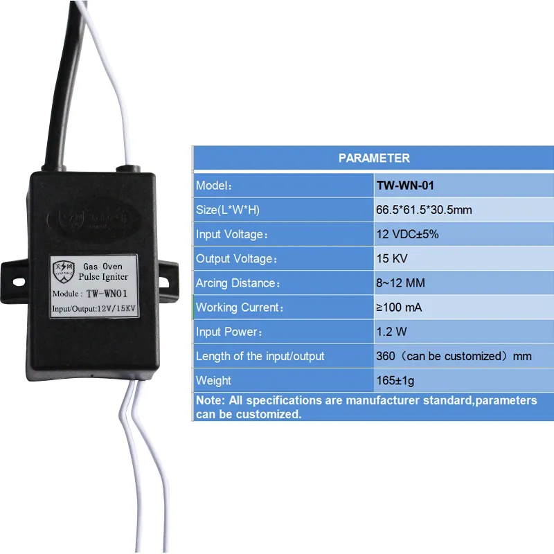 High Voltage Output Gas Lighting Controller, Electric Spark Igniter Electronic 12VDC Manual Input 15kv Spark Output