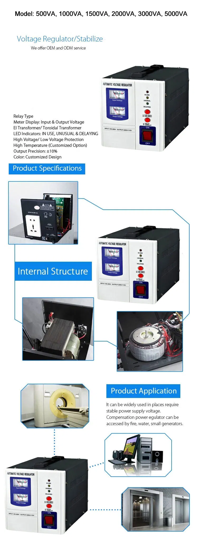 Household 1kw 220V AC Electronic Automatic Voltage Stabilizer