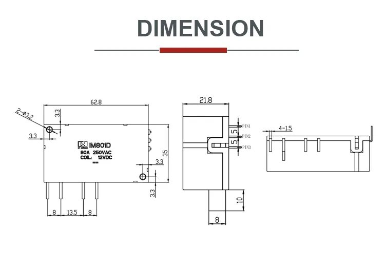Miniature Electrical Switch Contactor 12V 80A Dpdt Relay