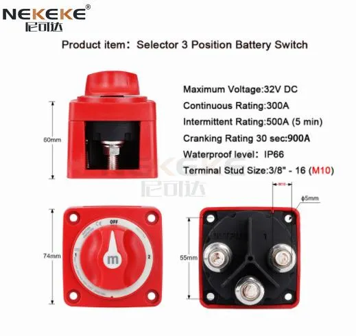 Nekeke Auto Selector 3 Position Battery Isolation Switch for Marine Boat