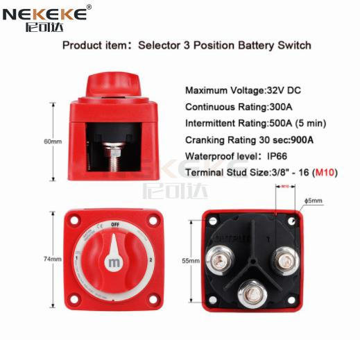 Nekeke Auto Selector 3 Position Battery Isolation Switch for Marine Boat