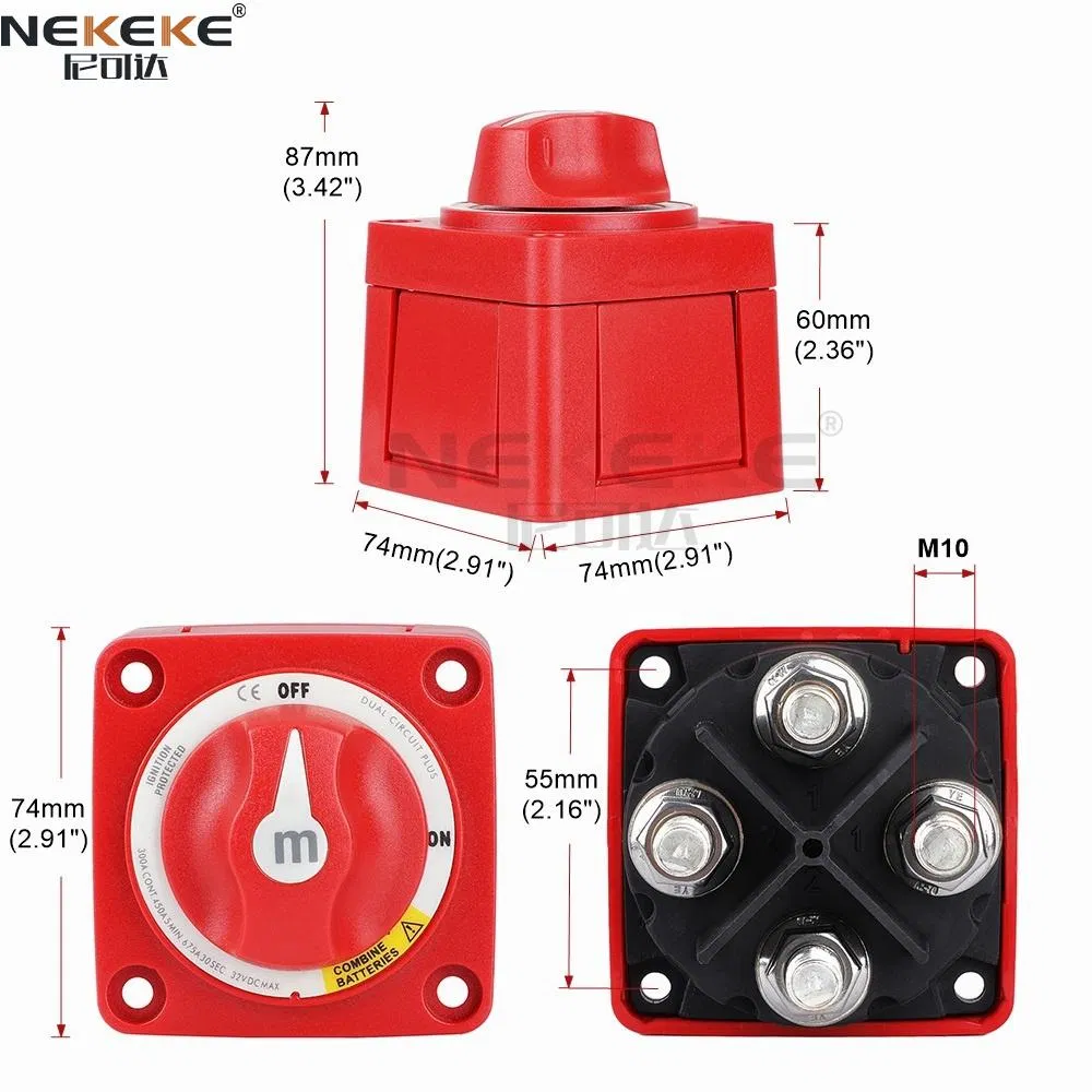 Nekeke Auto Selector 4 Position Disconnect Battery Switch for Marine Boat
