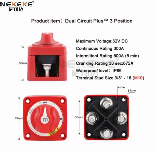 Nekeke Auto Selector 4 Position Disconnect Battery Switch for Marine Boat