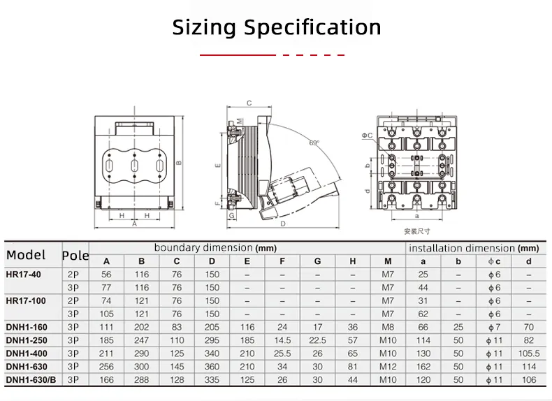 Nh Disconnect Switch Dnh1 3p Nh Fuse Holder Nh00 Nh0 Nh1 Nh2 Nh3 Nh Fuse Switch Disconnector