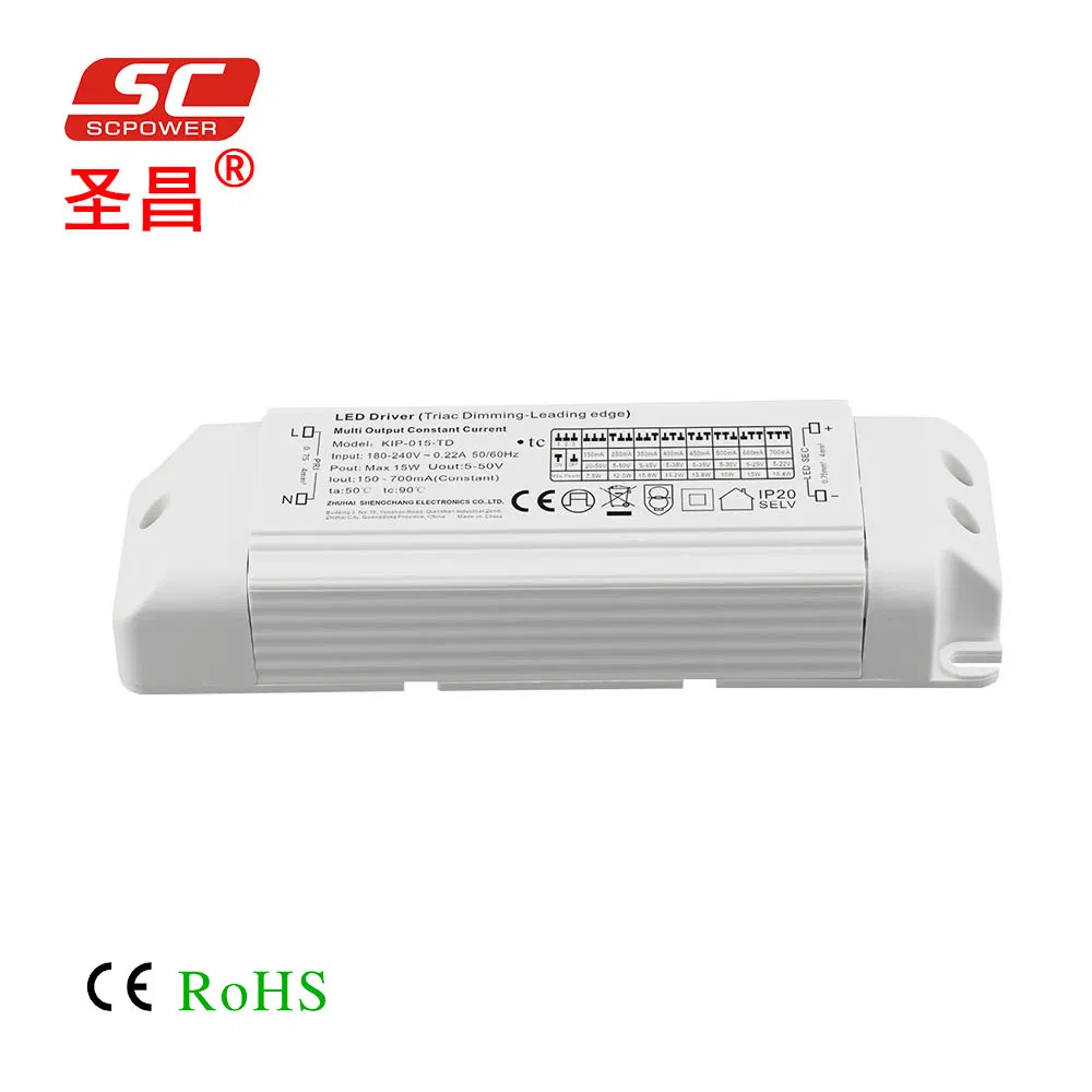 Sc Power 150mA 250mA 350mA 400mA 450mA 500mA 600mA 700mA 15W DC All-in-One Dimmable Constant Current LED Driver