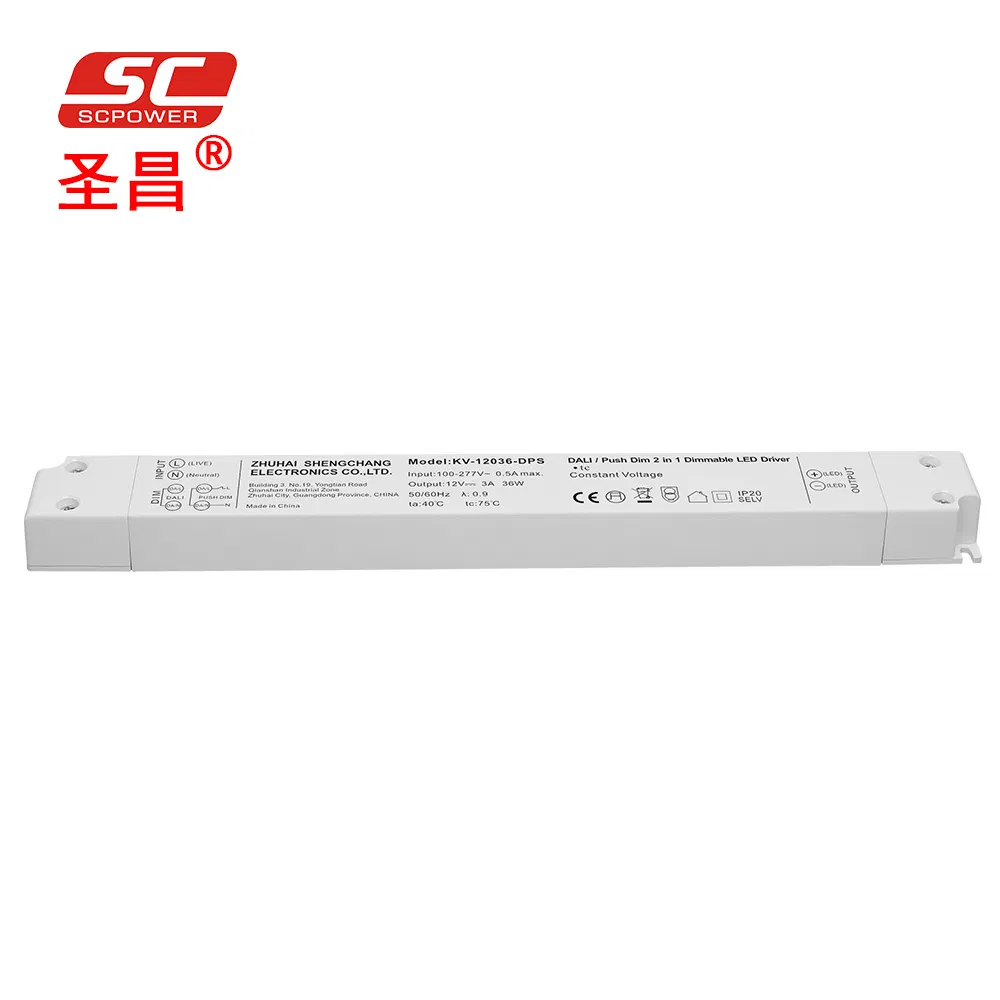 Sc Power Slimline 36W 24V LED Driver Dimmable Dali Push