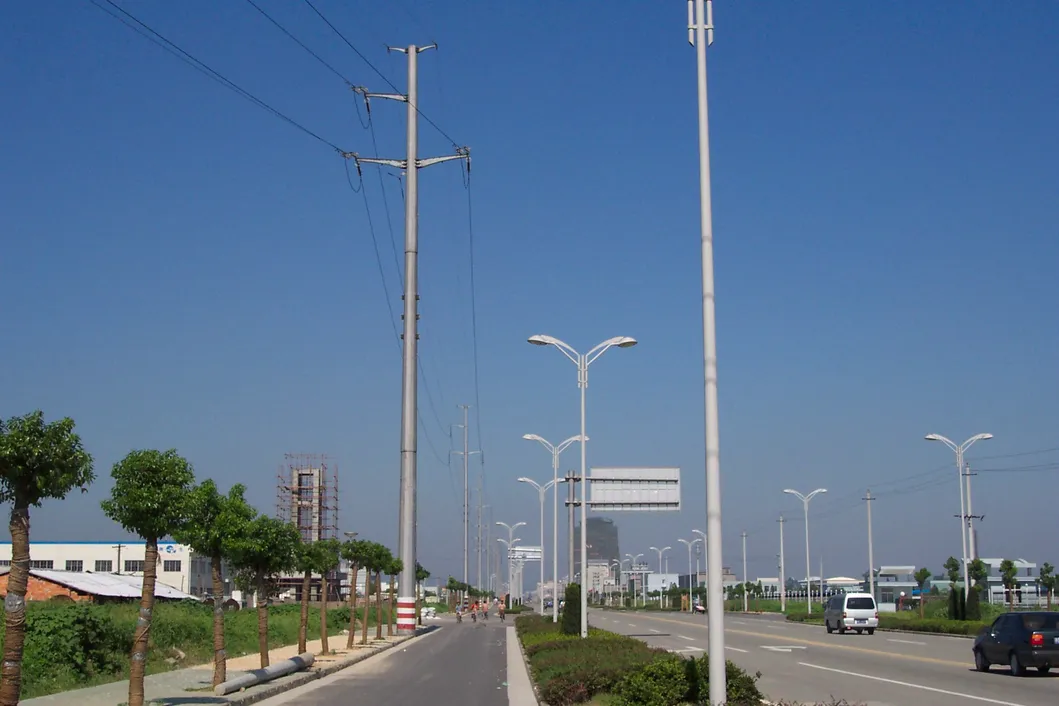 Single Pipe Transmission Line Pole Power Tower Electric Power