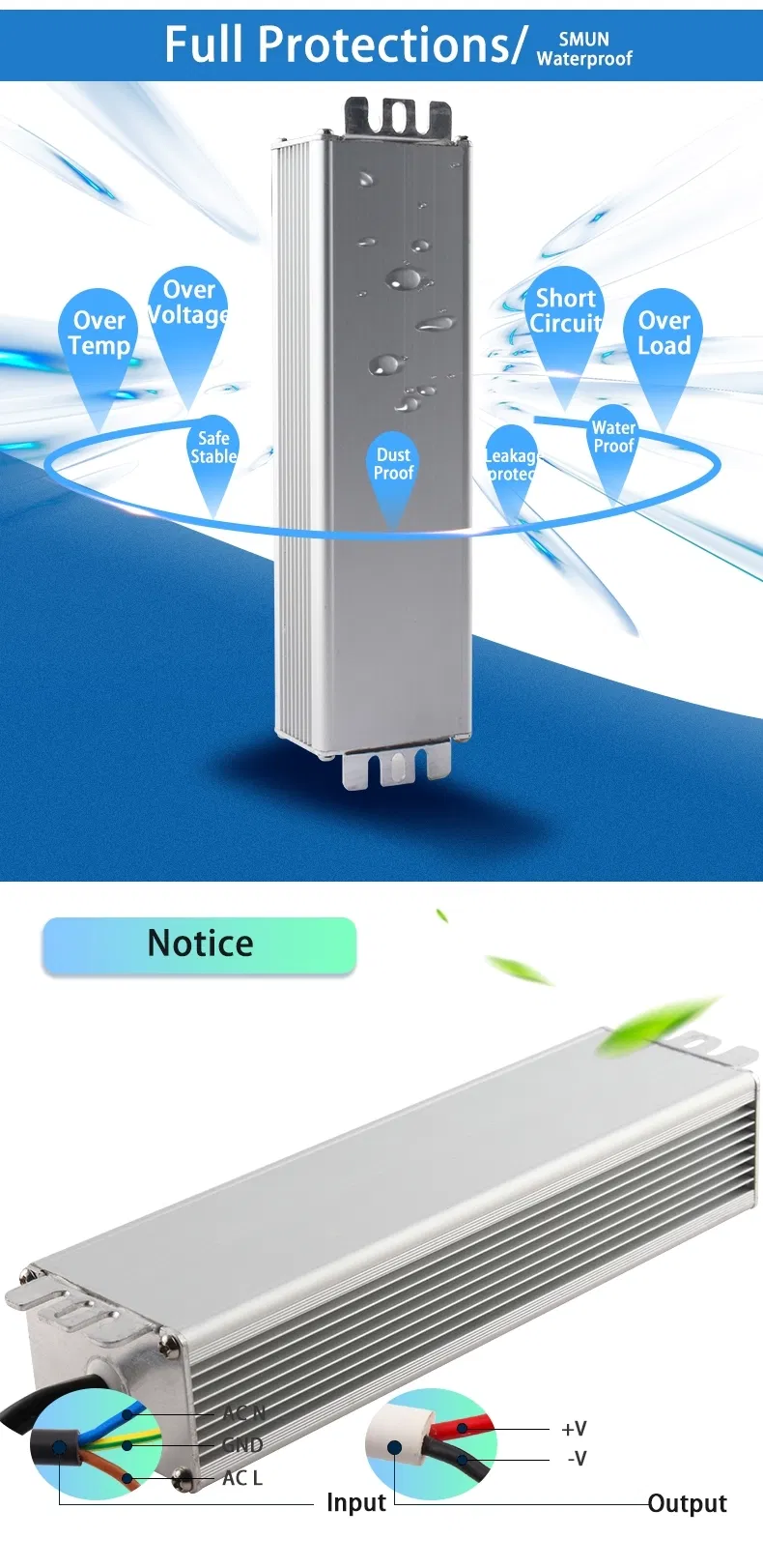 Smv-50-24 50W 24VDC 2A IP68 Waterproof Constant Voltage Power Supply