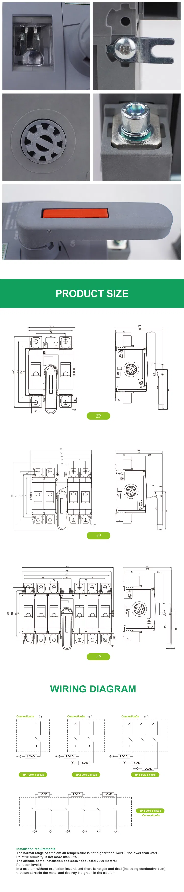 Suntree Hot Selling 400A 3p 4p Load Isolator Switch 1500V with CE IEC Certificate DC Disconnected Switch