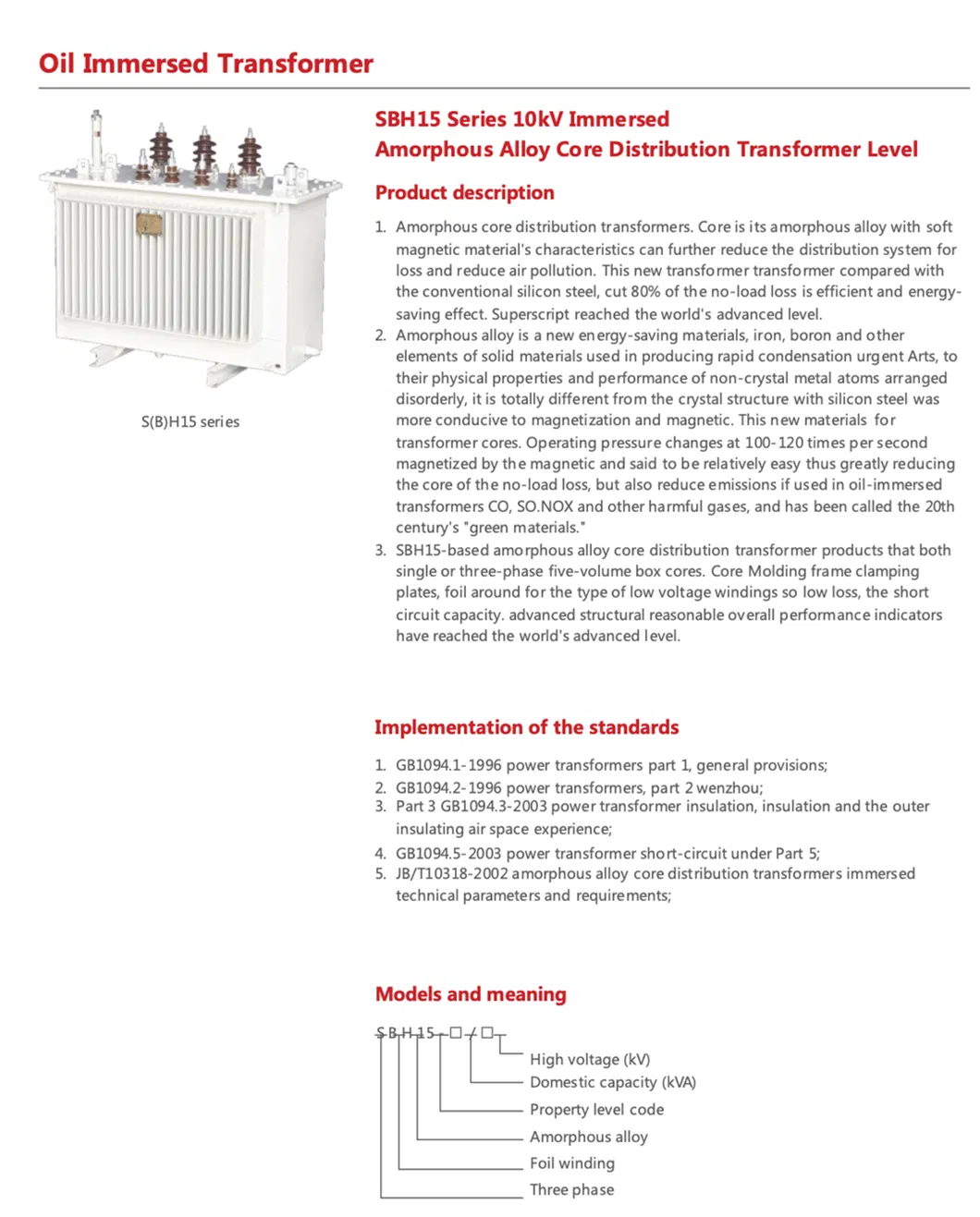Three Two-Winding 150 kVA Control Thermostats Oil Immersed Transformer with Low Price