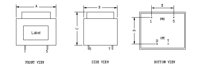 UL Approved Ei28 -Ei54 50/60Hz Type Low Frequency Transformer for PCB Mount